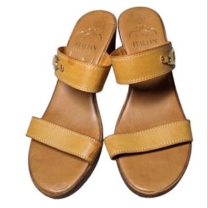 Italian Shoemakers Mallory Brown Double Strap Wedge Sandals Brown size 8.5